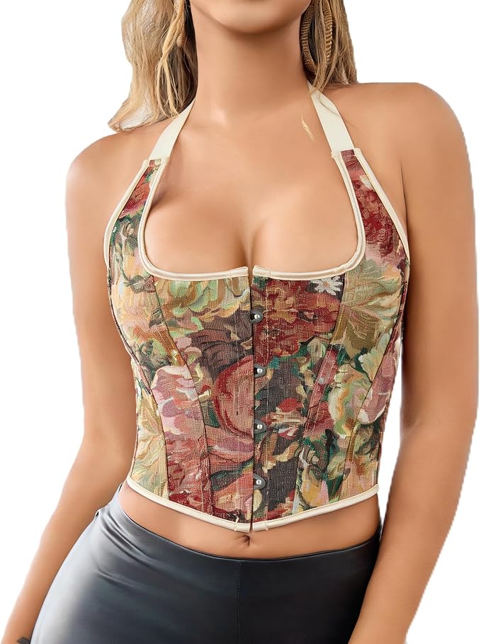 Halter Neck-vintage Colored Flower