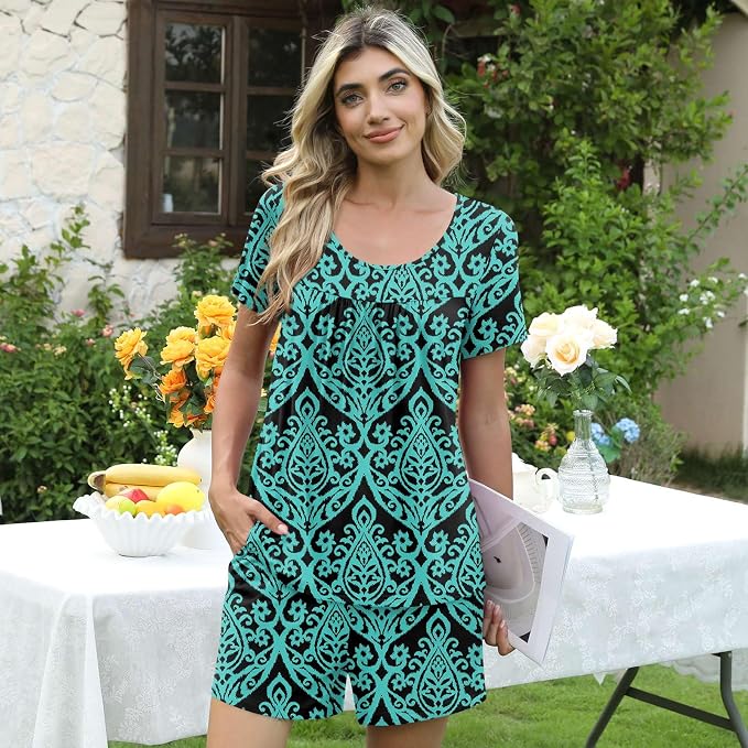 Floral Blue Green