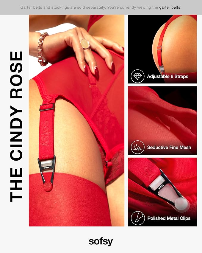 A04 | 1 Pair - Garter Belt | Lust Red