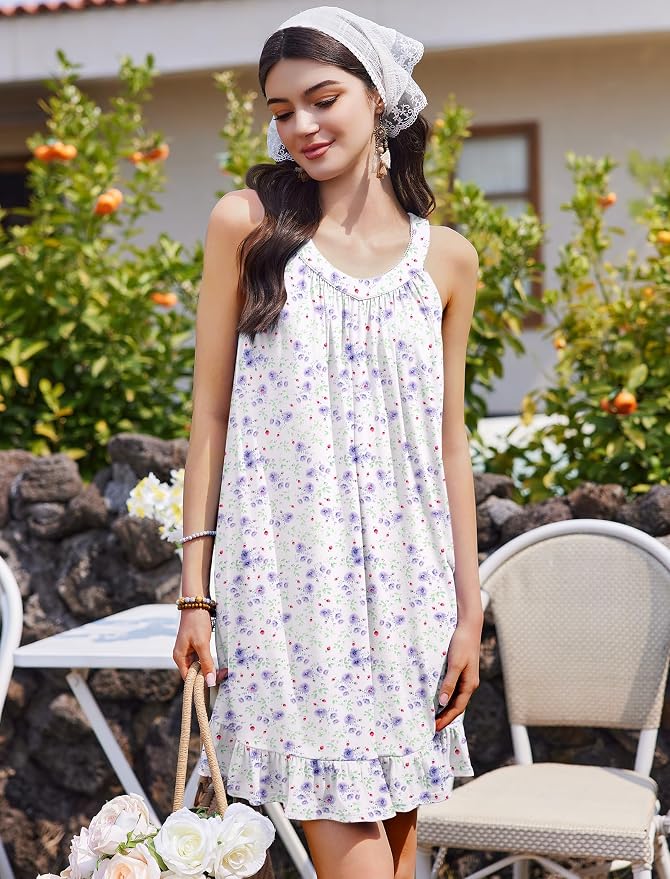 Purple Floral White
