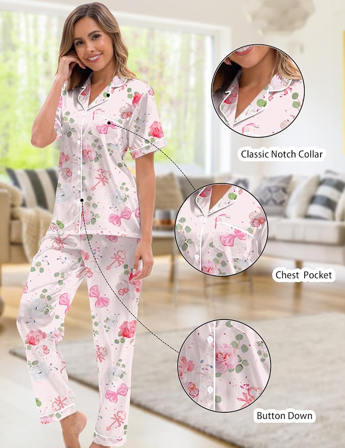 Pink Flower Key Bow
