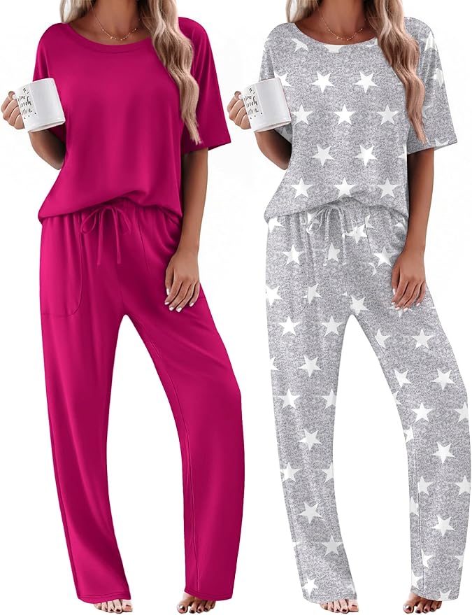 Rose/Light Grey Stars
