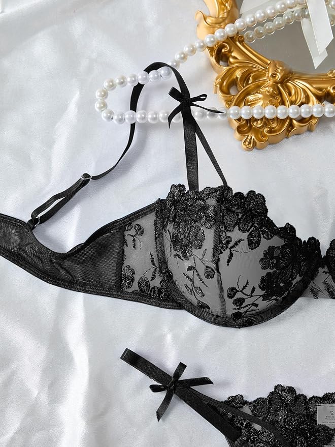 Bow Flower Black