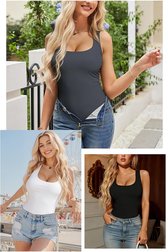 Black White Charcoal Wide-strap Tank Top
