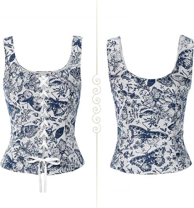 Blue Floral Corset