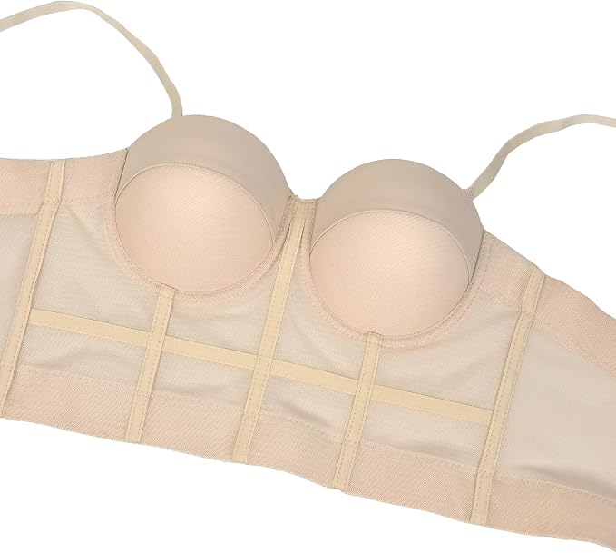 Mesh Breath Crop Top Beige