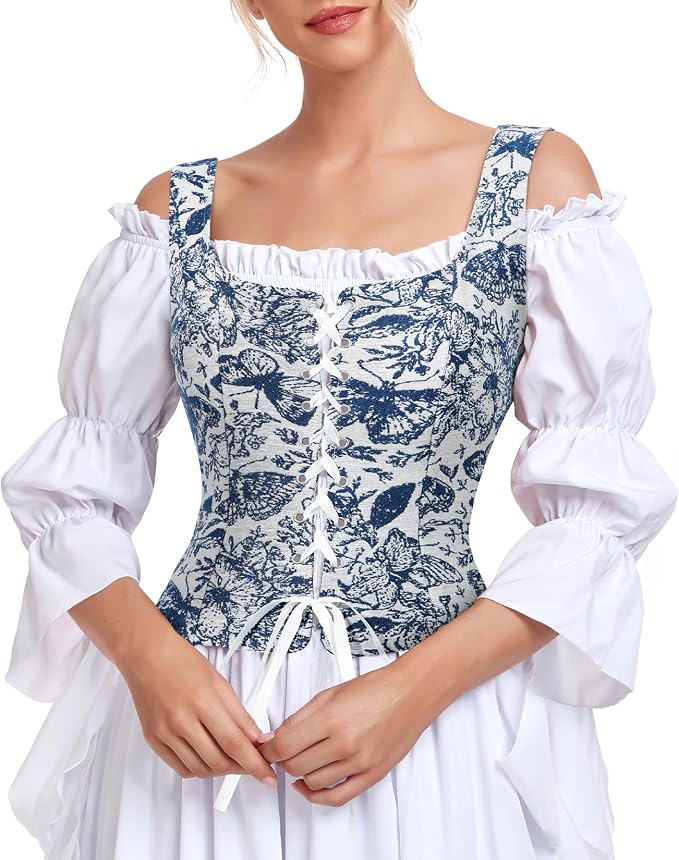 Blue Floral Corset