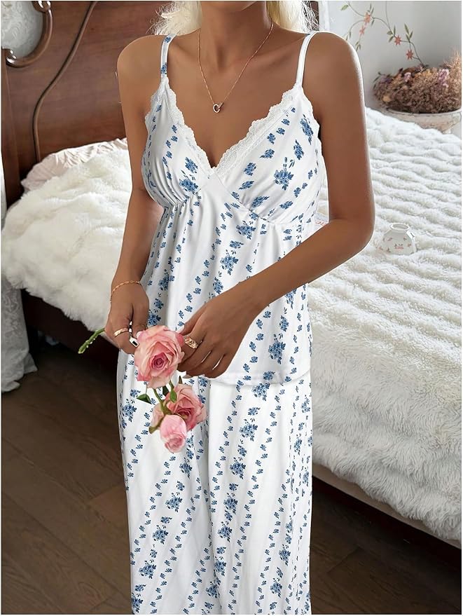 White Blue Floral