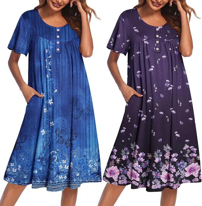 Floral Purple/Ethnic Print Blue