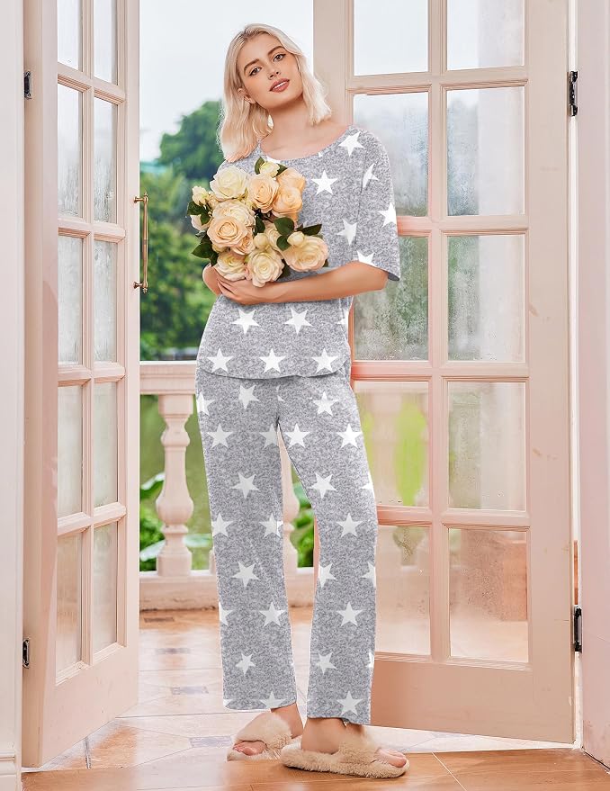 Rose/Light Grey Stars
