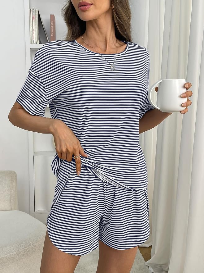 Navy Blue White Striped
