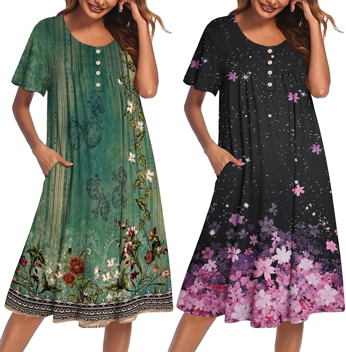 Floral Green/Cherry Blossoms Black