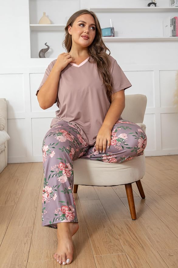 Light Pink Flowers/Brown