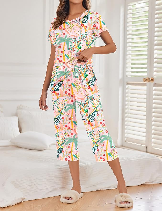 Pink Flower and Bird Print