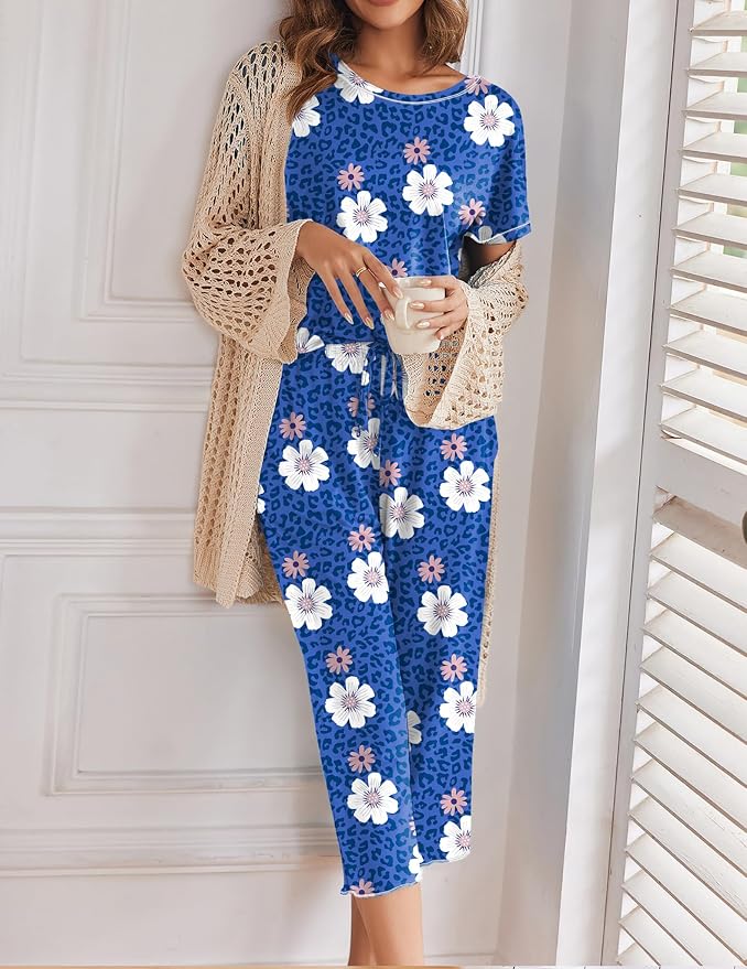 Blue Flower Leopard Print