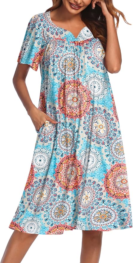 Round Blue Floral
