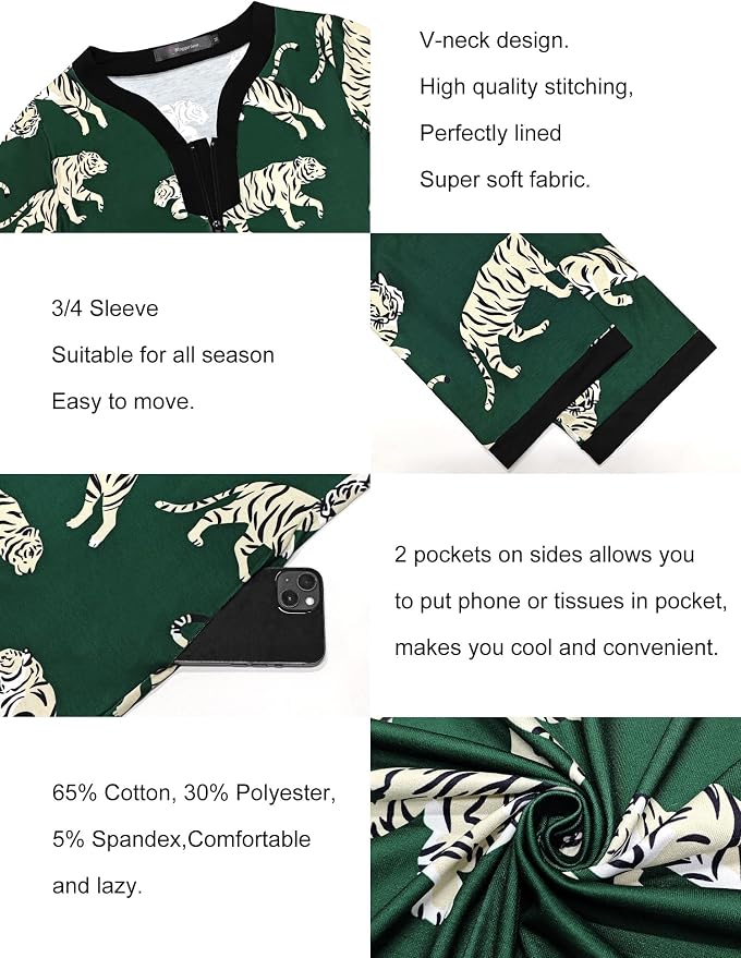Tiger Pattarn on Dark Green-long