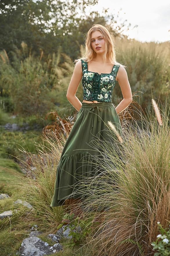Green White Floral