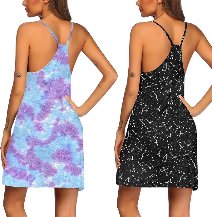 2 Pack-puple Tie Dye&star Print