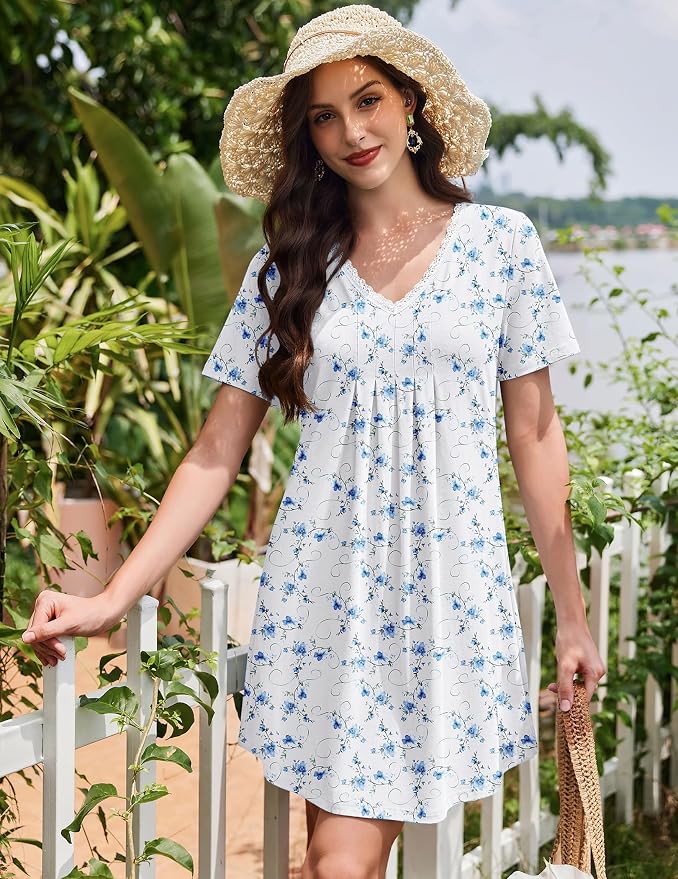 Floral Blue White