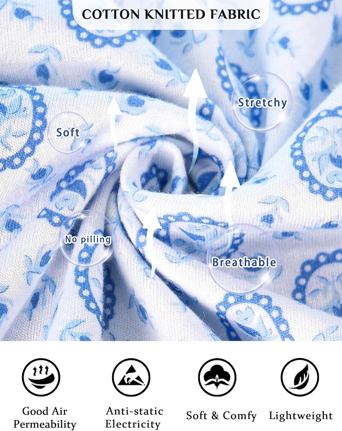 Knit-100% Cotton White Background, Blue Size Dots