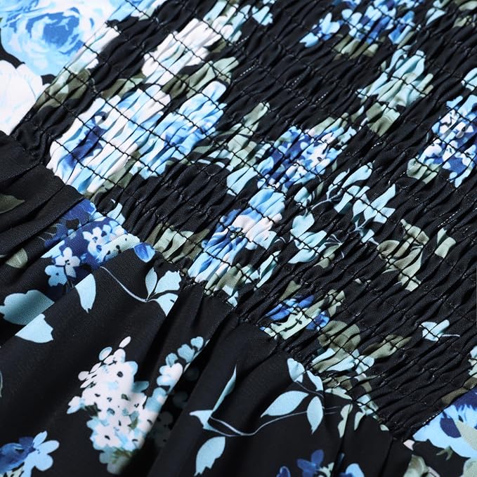 Black Blue-rose Floral