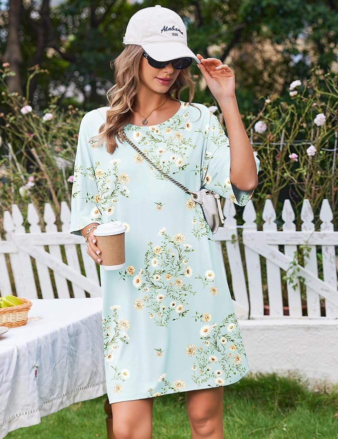 Cyan White Florals