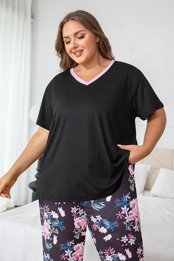 Purple Blue Floral/Black
