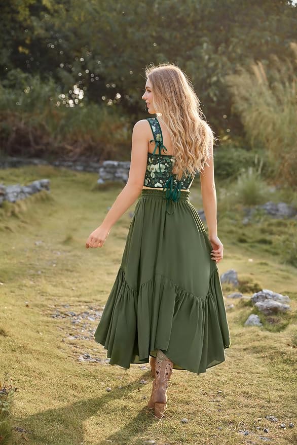 Green White Floral