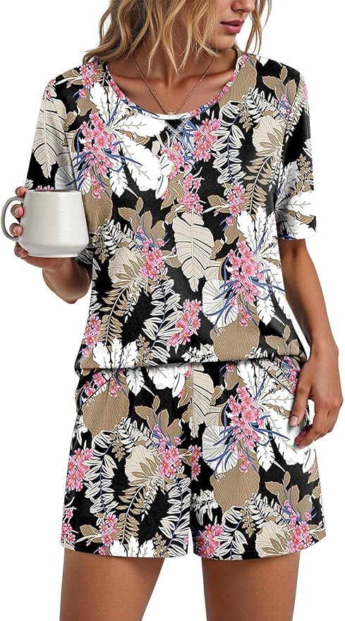 Crew Neck-big Leaf Pink Flower