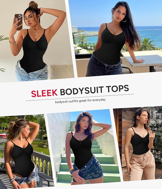 Black V Neck Bodysuit