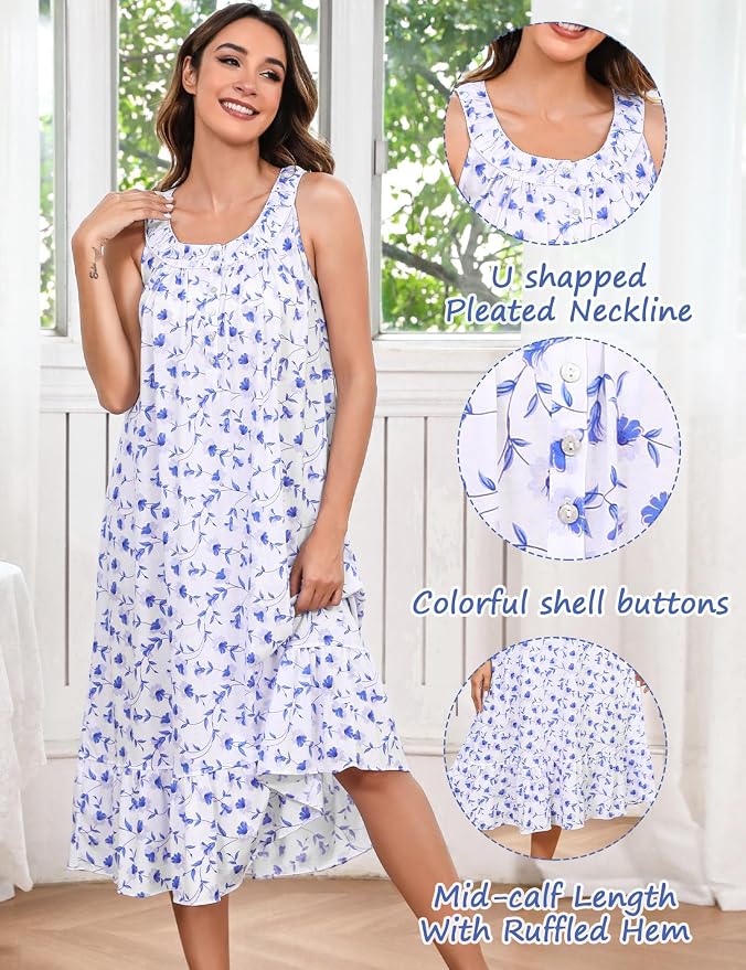 60% Cotton Blue Morning Glory on White