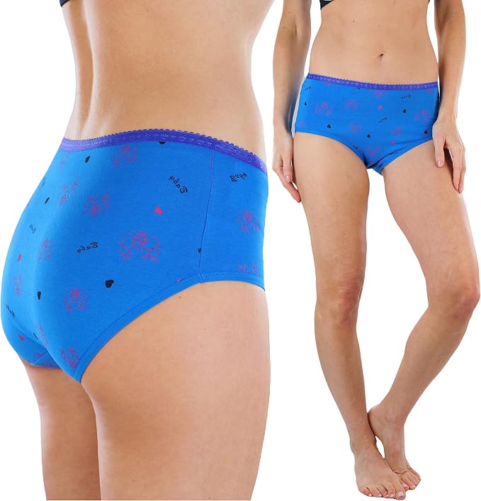 6 Pack: Rose and Baby Print W/ Contrast Colored Waistband