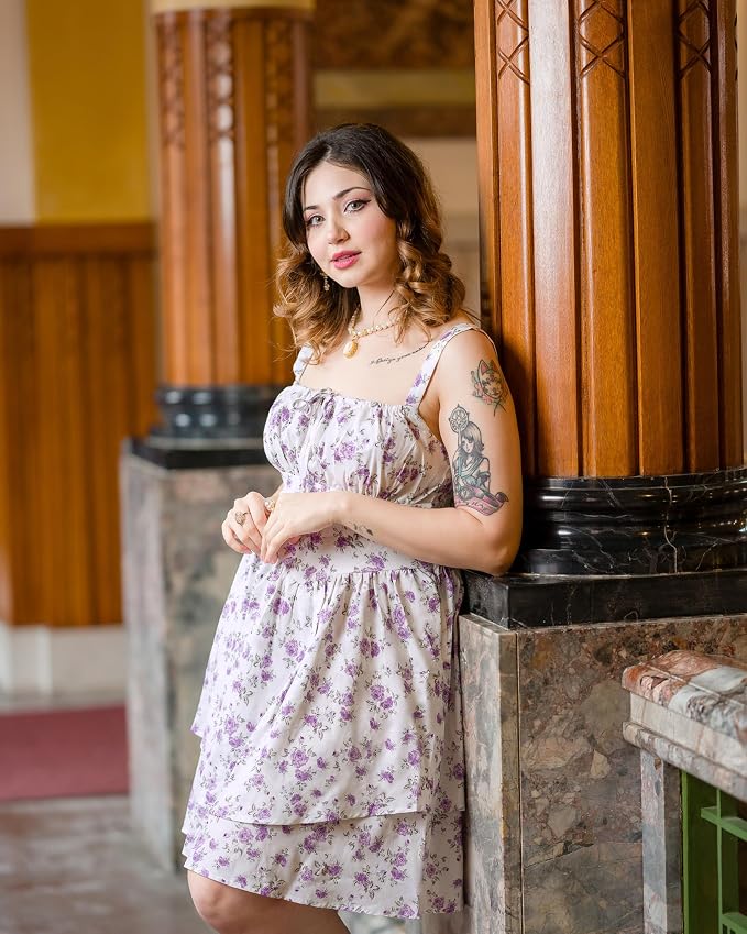 White Purple Floral