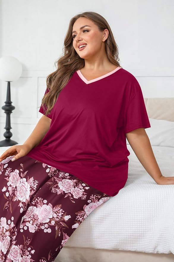 Pink Floral/Wine Red