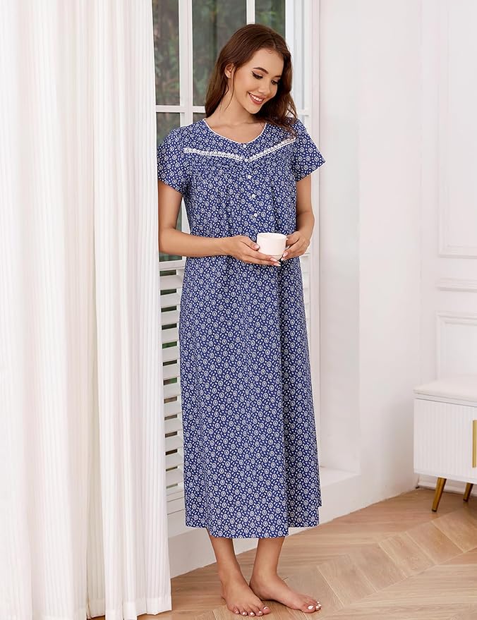 Woven-100% Cotton Polka Dots of Blue Background