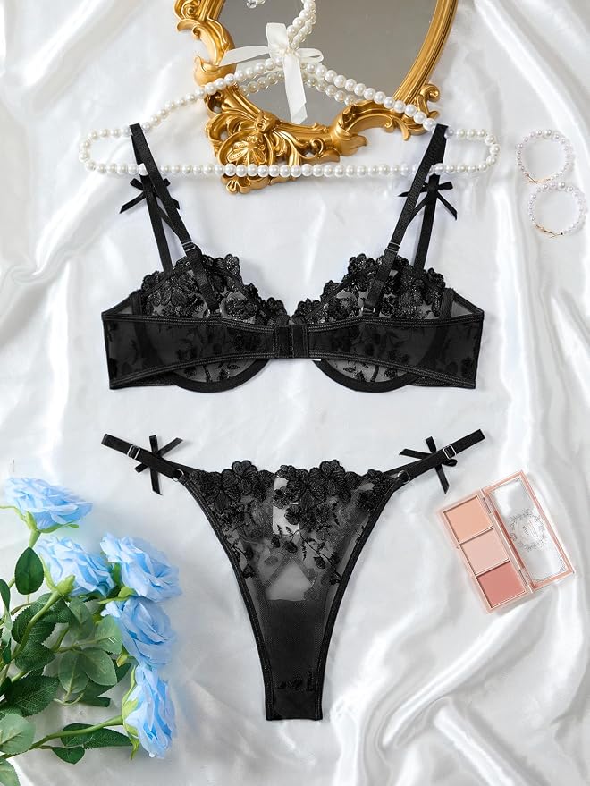 Bow Flower Black