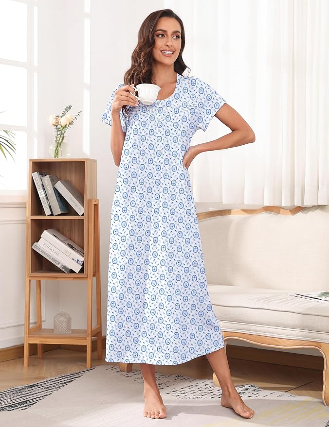 Knit-100% Cotton White Background, Blue Size Dots