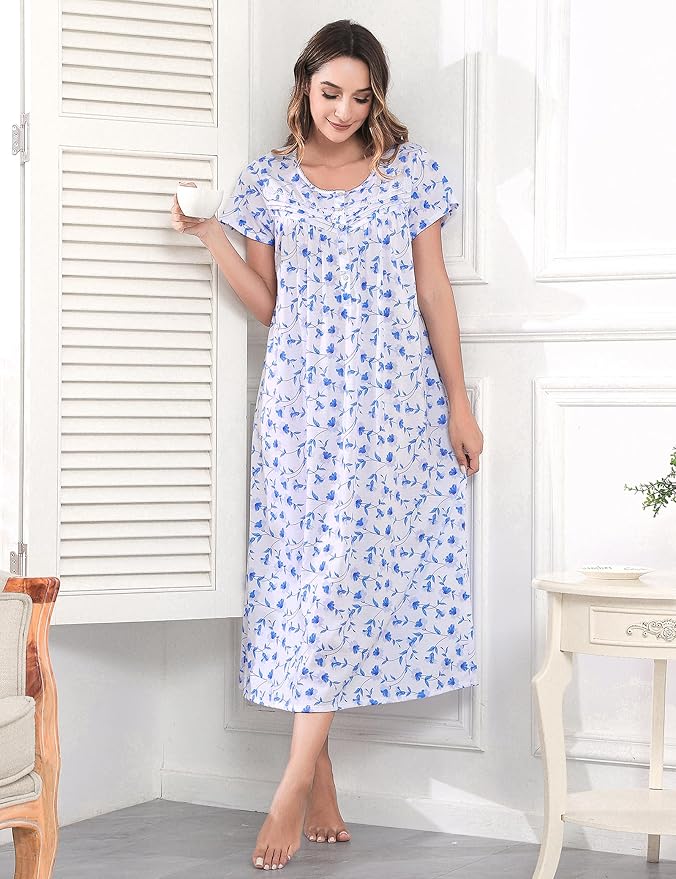 Knit-60% Cotton Blue Morning Glory on White