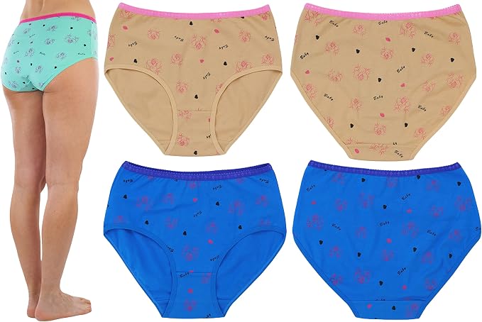 6 Pack: Rose and Baby Print W/ Contrast Colored Waistband