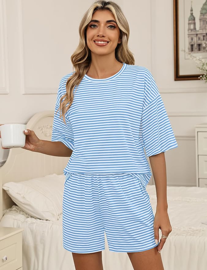 White Baby Blue Striped