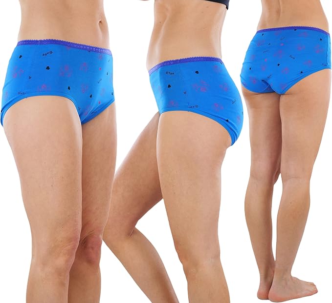 6 Pack: Rose and Baby Print W/ Contrast Colored Waistband