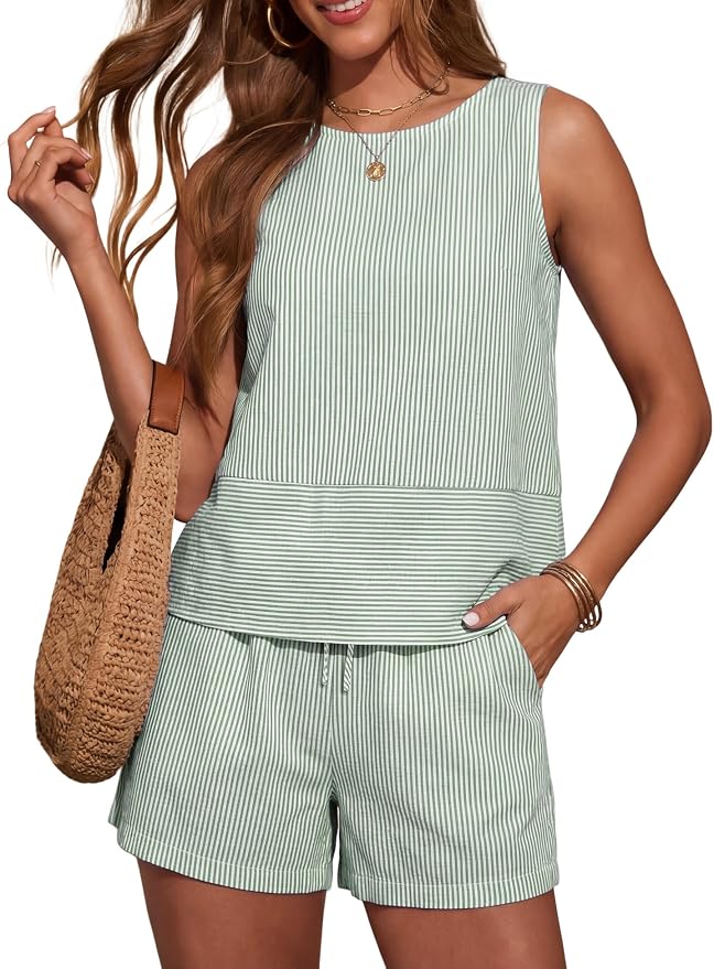 Green White Striped
