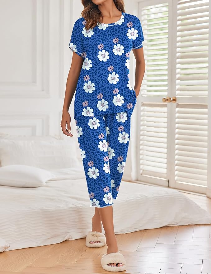Blue Flower Leopard Print