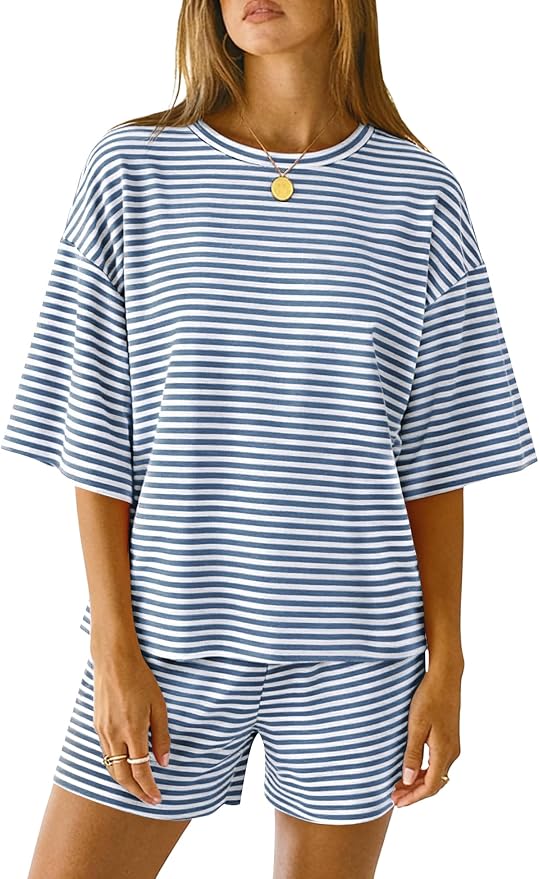 White Blue Striped