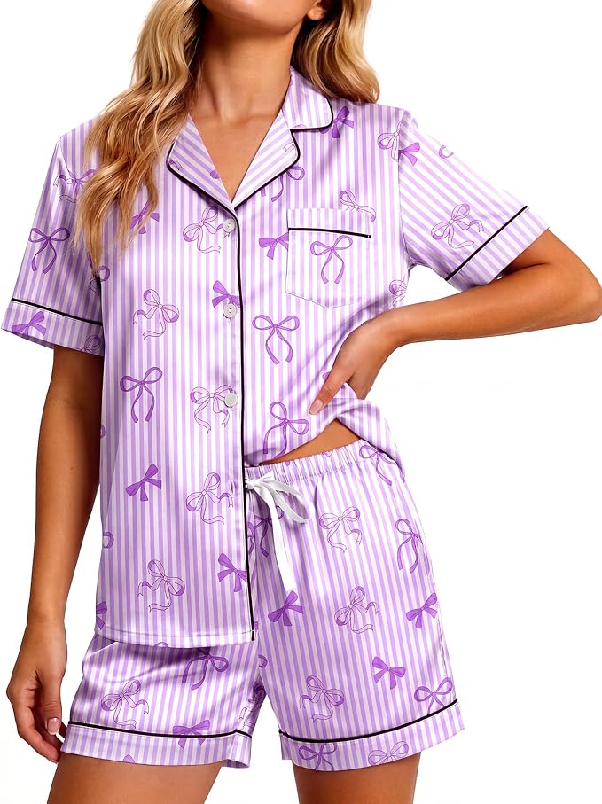 Purple Stripes Bow