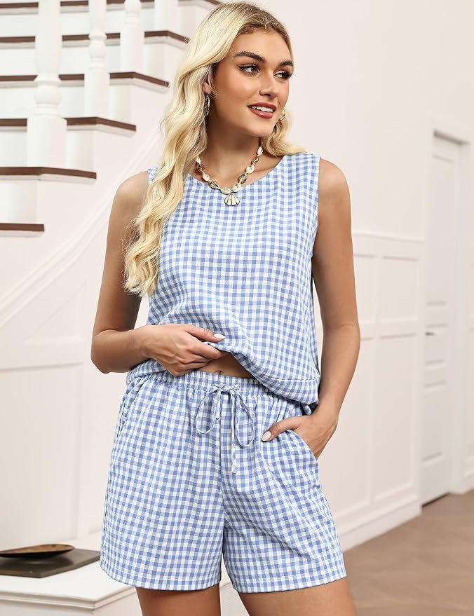 Light Blue & White Checkered