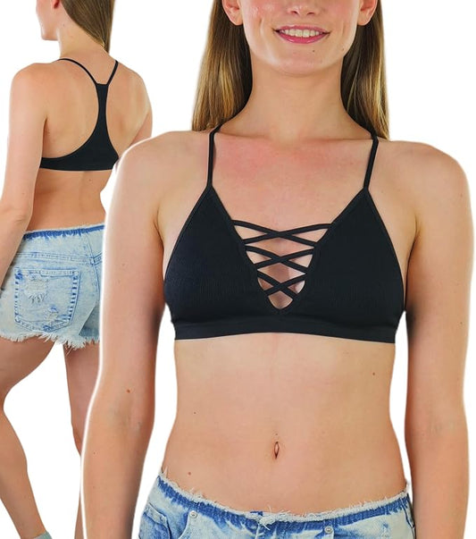 Deep V Cage Strappy - Black