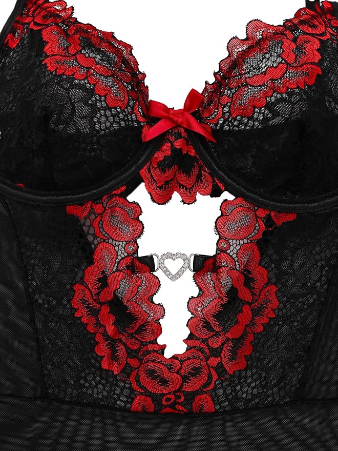 Floral Black Red