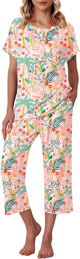 Pink Flower and Bird Print